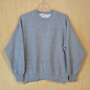 Jerzees Sweatshirt Men's XL Gray Raglan USA Blank Pullover Vtg 90s Retro Casual